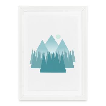 Paysage de montagne astral dans les tons bleus - Affiche encadrée (27 × 37 cm) - blanc - Devant