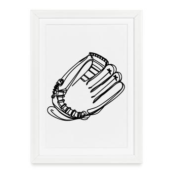 Dessin de gant de baseball - Affiche encadrée (27 × 37 cm) - blanc - Devant