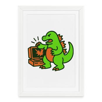 Dragon vs Computer - Framed poster (27 × 37 cm) - white - Front