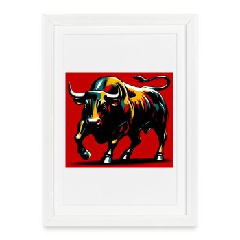 taureau - Affiche encadrée (27 × 37 cm) - blanc - Devant