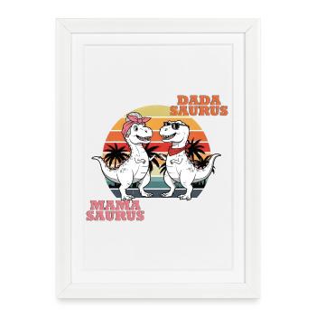 Mama & Dada Saurus – The Dino Fun Duo! - Framed poster (27 × 37 cm) - white - Front