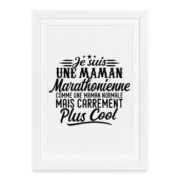 Maman Marathonienne: normale, mais en plus badass - Affiche encadrée (27 × 37 cm) - blanc - Devant