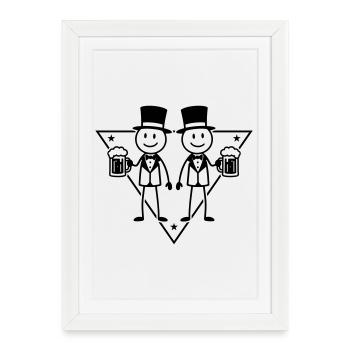 Enterrement de vie de garçon du marié - Affiche encadrée (27 × 37 cm) - blanc - Devant