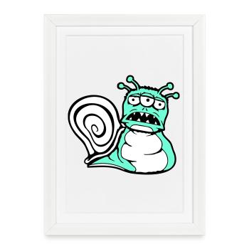escargot extraterrestre monstre Halloween extraterrestre - Affiche encadrée (27 × 37 cm) - blanc - Devant