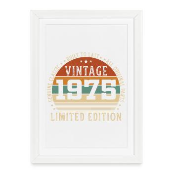 Original 1975 Vintage Vintage Anniversaire Rétro - Affiche encadrée (27 × 37 cm) - blanc - Devant