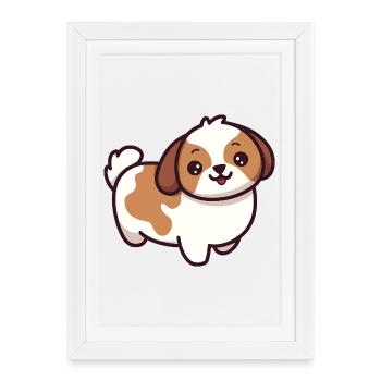 Dessin animé de chiot mignon - Affiche encadrée (27 × 37 cm) - blanc - Devant