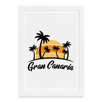 Coucher de soleil à Gran Canaria avec palmiers - Affiche encadrée (27 × 37 cm) - blanc - Devant