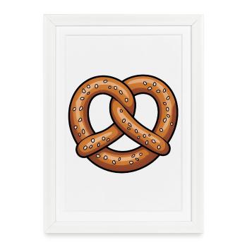 Illustration de cœur de bretzel - Affiche encadrée (27 × 37 cm) - blanc - Devant
