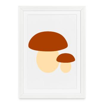 Minimalist Mushroom Illustration - Framed poster (27 × 37 cm) - white - Front