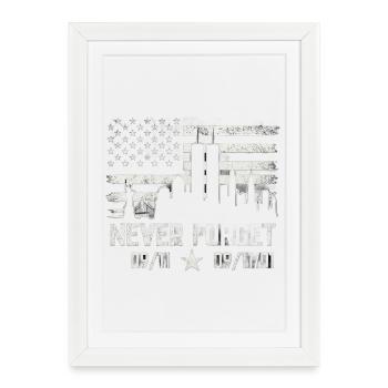 Never Forget 09/11 – New York Skyline with Twin To - Framed poster (27 × 37 cm) - white - Front