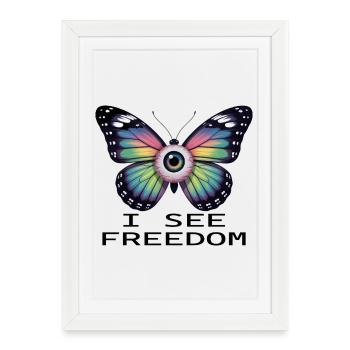 Rainbow Eye Butterfly - Framed poster (27 × 37 cm) - white - Front