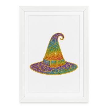 Regenbogen Glitzer Hexenhut - Gerahmtes Poster (27 × 37 cm) - Weiß - Vorne