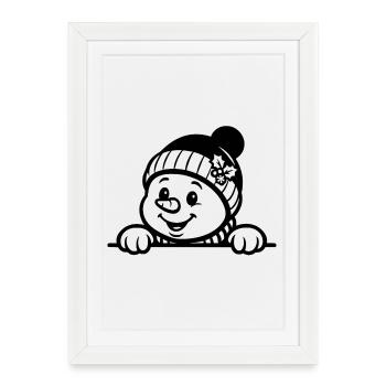 Mignon bonhomme de neige T-shirt motif d’hiver - Affiche encadrée (27 × 37 cm) - blanc - Devant