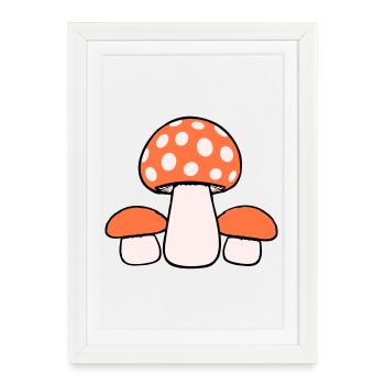 3 champignons Trois groupes Famille parsemée Champignons Nature - Affiche encadrée (27 × 37 cm) - blanc - Devant