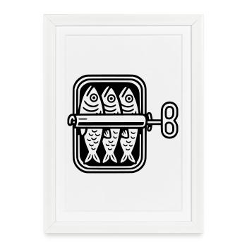 Sardines can - Framed poster (27 × 37 cm) - white - Front