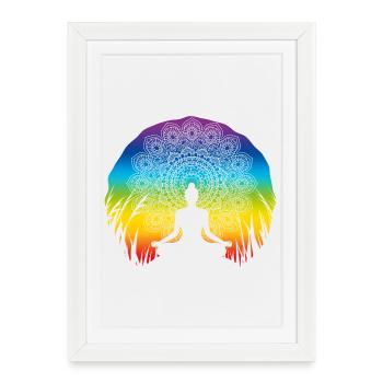Conception spirituelle du mandala yoga dans les couleurs des chakras - Affiche encadrée (27 × 37 cm) - blanc - Devant