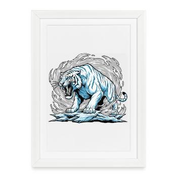 Frozen Tiger in Golf - Framed poster (27 × 37 cm) - white - Front
