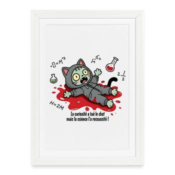 Curiosity has killed the cat, science... - Framed poster (27 × 37 cm) - white - Front
