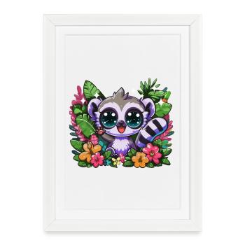 Lemur Magic Tropical Garden - Framed poster (27 × 37 cm) - white - Front