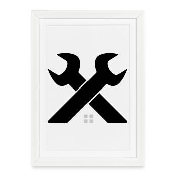 Logo de la maison et de l’artisanat – Clé croisée - Affiche encadrée (27 × 37 cm) - blanc - Devant
