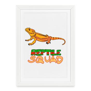 Escouade de reptiles dragon barbu design amusant - Affiche encadrée (27 × 37 cm) - blanc - Devant