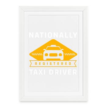 Chauffeur de taxi Taxi - Affiche encadrée (27 × 37 cm) - blanc - Devant