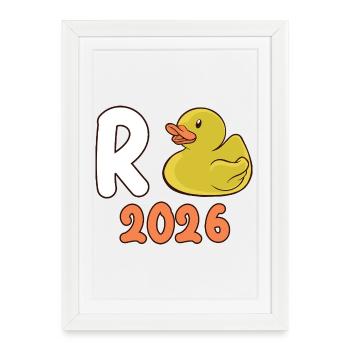 Pension 2026 Duck Pensioner 2026 Retirement Pension - Framed poster (27 × 37 cm) - white - Front