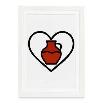 Coeur en céramique Vase Argile Art Créatif - Affiche encadrée (27 × 37 cm) - blanc - Devant