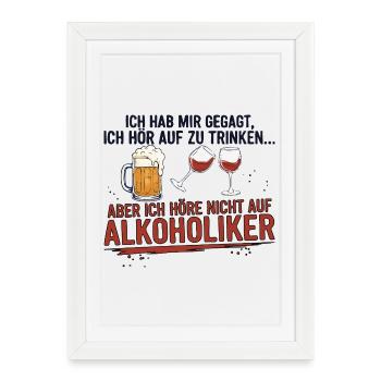 Toast drôle avec bière et vin - Affiche encadrée (27 × 37 cm) - blanc - Devant