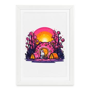 Camp du Coucher du Soleil des Lapins - Affiche encadrée (27 × 37 cm) - blanc - Devant
