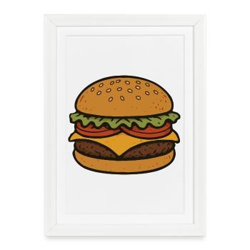 Hamburger comique - Affiche encadrée (27 × 37 cm) - blanc - Devant