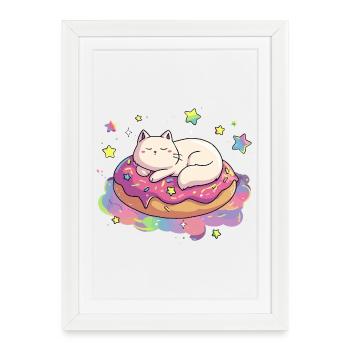 Cat Cuddle Donut Dream - Framed poster (27 × 37 cm) - white - Front