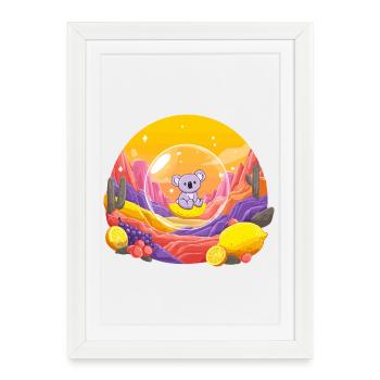 Koala dans le Pays des Merveilles de la Boule de Verre - Affiche encadrée (27 × 37 cm) - blanc - Devant