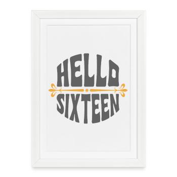 Bonjour Seize Anniversaires Rétro - Affiche encadrée (27 × 37 cm) - blanc - Devant