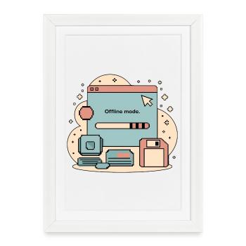 Internet rétro mode hors ligne - Affiche encadrée (27 × 37 cm) - blanc - Devant