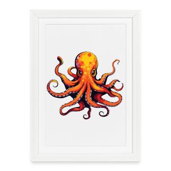Calamar Pieuvre Animal - Affiche encadrée (27 × 37 cm) - blanc - Devant