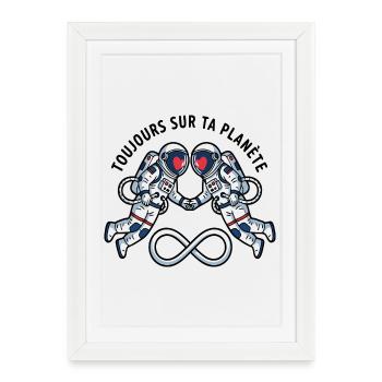 Cosmic Lovers: Astronaut Hearts - Affiche encadrée (27 × 37 cm) - blanc - Devant