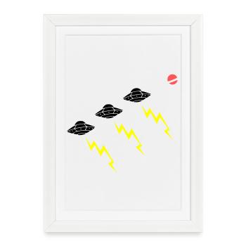 Invasion d’OVNIs, attaque éclair Vector extraterrestre - Affiche encadrée (27 × 37 cm) - blanc - Devant