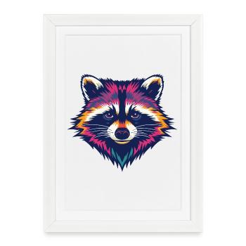 Color Explosion Raccoon Head - Framed poster (27 × 37 cm) - white - Front