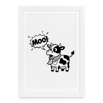 Bulle de dialogue comique Drôle de Vache meugement - Affiche encadrée (27 × 37 cm) - blanc - Devant