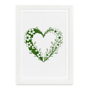 Green Floral Heart Floral Silhouette - Framed poster (27 × 37 cm) - white - Front