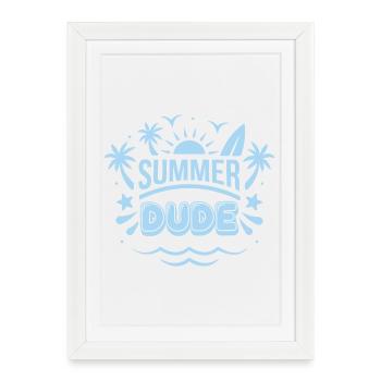 Summer Dude Surf Logo - Affiche encadrée (27 × 37 cm) - blanc - Devant