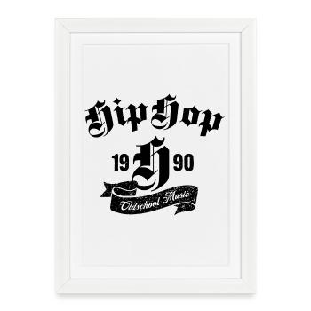 Style typographique de la musique hip-hop oldschool - Affiche encadrée (27 × 37 cm) - blanc - Devant