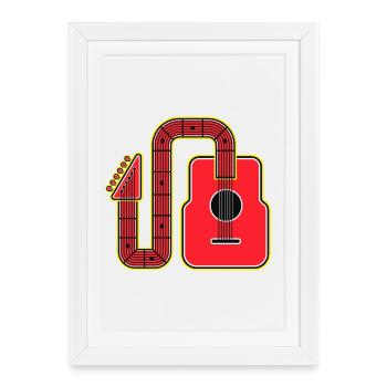 Guitare à forme abstraite rouge - Affiche encadrée (27 × 37 cm) - blanc - Devant