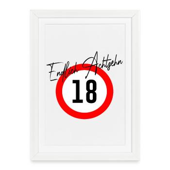 18e anniversaire Enfin dix-huit ans - Affiche encadrée (27 × 37 cm) - blanc - Devant