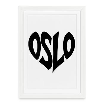Lettrage Oslo - Norvège - Affiche encadrée (27 × 37 cm) - blanc - Devant