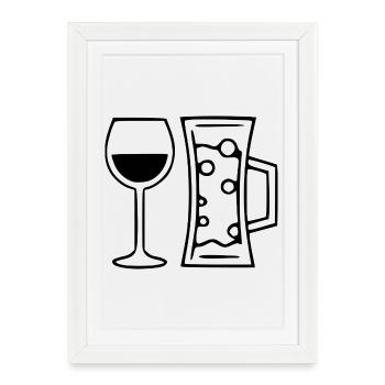 Wine Wine Glass Red Wine - Framed poster (27 × 37 cm) - white - Front