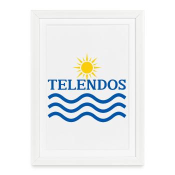 Ondes de soleil de l’île Telendos - Affiche encadrée (27 × 37 cm) - blanc - Devant
