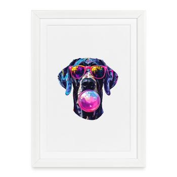 Great Dane with Chewing Gum - Framed poster (27 × 37 cm) - white - Front