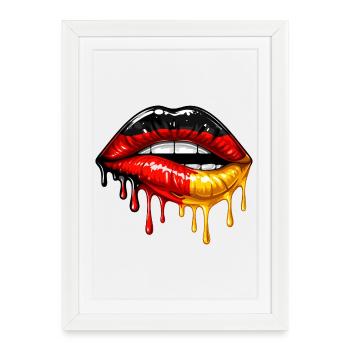 Fille allemande Allemagne Drapeau Lips Football - Affiche encadrée (27 × 37 cm) - blanc - Devant